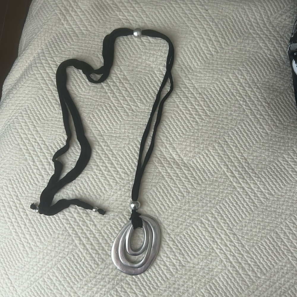 Black cord silver necklace from Italy